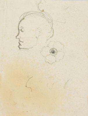 Alternate image of recto: Tree
verso: Woman's profile and Flower by Lloyd Rees
