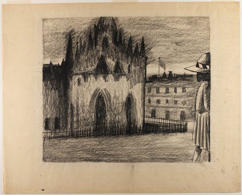 Alternate image of (Schoolgirl and cathedral) by Charles Blackman