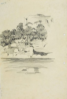 Alternate image of recto: Rocky landscape with house
verso: Harbour foreshore by Lloyd Rees