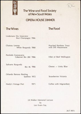 Alternate image of (Drawing for Wine and Food Society 'A night at the opera' menu) by John Olsen
