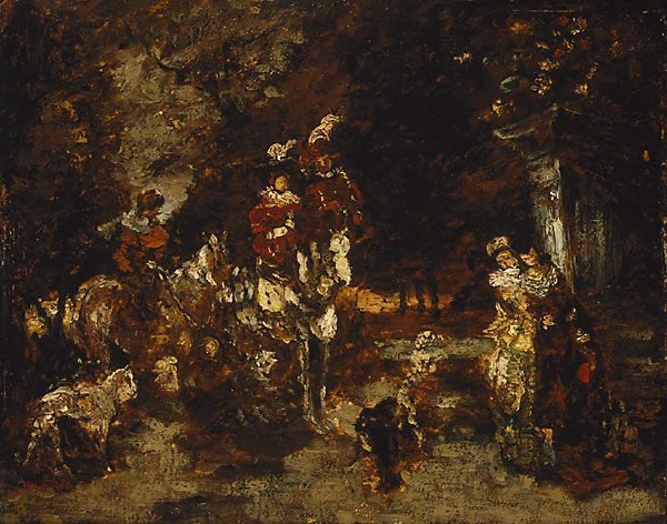 AGNSW collection Adolphe Monticelli Wood scene with riders circa 1875