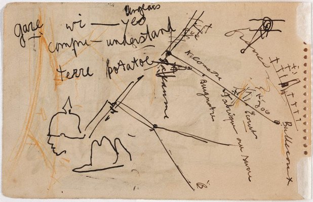 Alternate image of recto: Cubist still life
verso: Map of roads near Bapaume by Eric Wilson