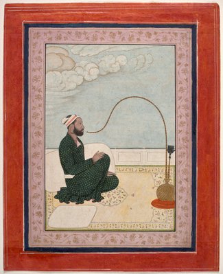 Alternate image of Raja Shamsher Sen of Mandi smoking a hookah by 