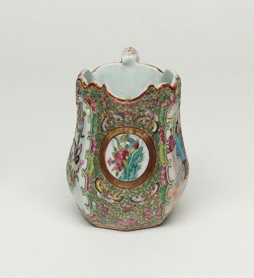 Alternate image of Jug decorated with narrative scene, and with birds and flowers by Export ware, Canton ware