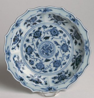 AGNSW collection Jingdezhen ware Dish with eight foliate lobes late 14th century