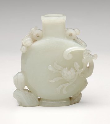 Alternate image of Bottle with carved ornament with rocks, peacock and peony by 