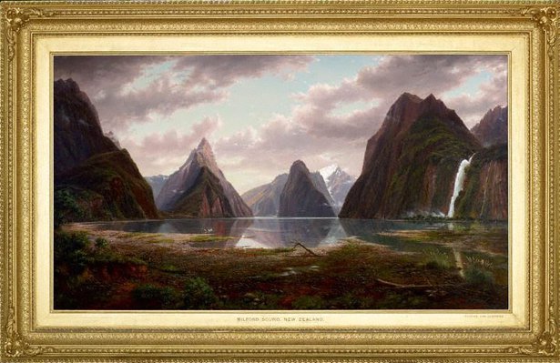 Alternate image of Milford Sound, with Pembroke Peak and Bowen Falls by Eugene von Guérard