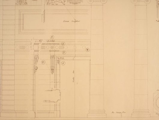 Alternate image of Architectural plan for the portico and vestibule of the National Art Gallery of New South Wales by Walter Vernon