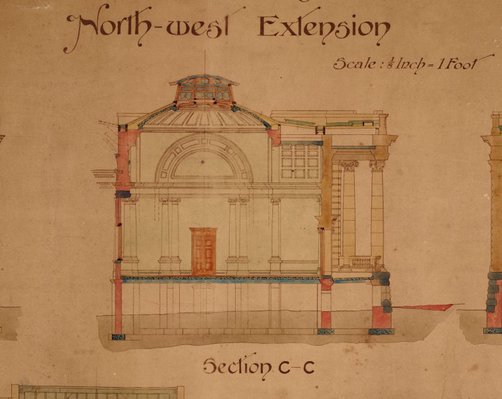 Alternate image of Architectural plan for north-west extension of the National Art Gallery of New South Wales by Walter Vernon