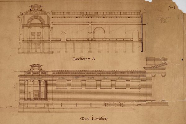 Alternate image of Architectural plan for the north-west extension of the National Art Gallery of New South Wales by Walter Vernon