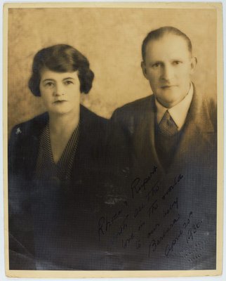 Alternate image of Studio portrait of Rhoda and Rupert Tribe, parents of Barbara Tribe by Hollywood Studio