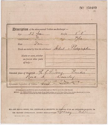 Alternate image of Certificate of Discharge from the Australian Imperial Expeditionary Force by Australian Imperial Force (AIF)