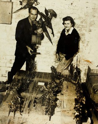Alternate image of Robert Klippel with Sheila McDonald at his Woolloomooloo workshop by Unknown