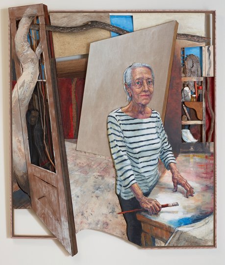 AGNSW prizes Noel Thurgate Elisabeth Cummings in her studio at Wedderburn, 1974 and 2018, from Archibald Prize 2018